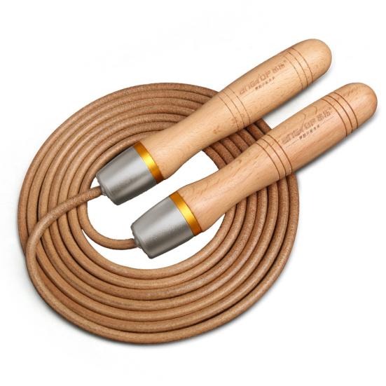 

Universal Metal Bearing Adjustable Wooden Handle Adult Faux Leather Jump Rope серый