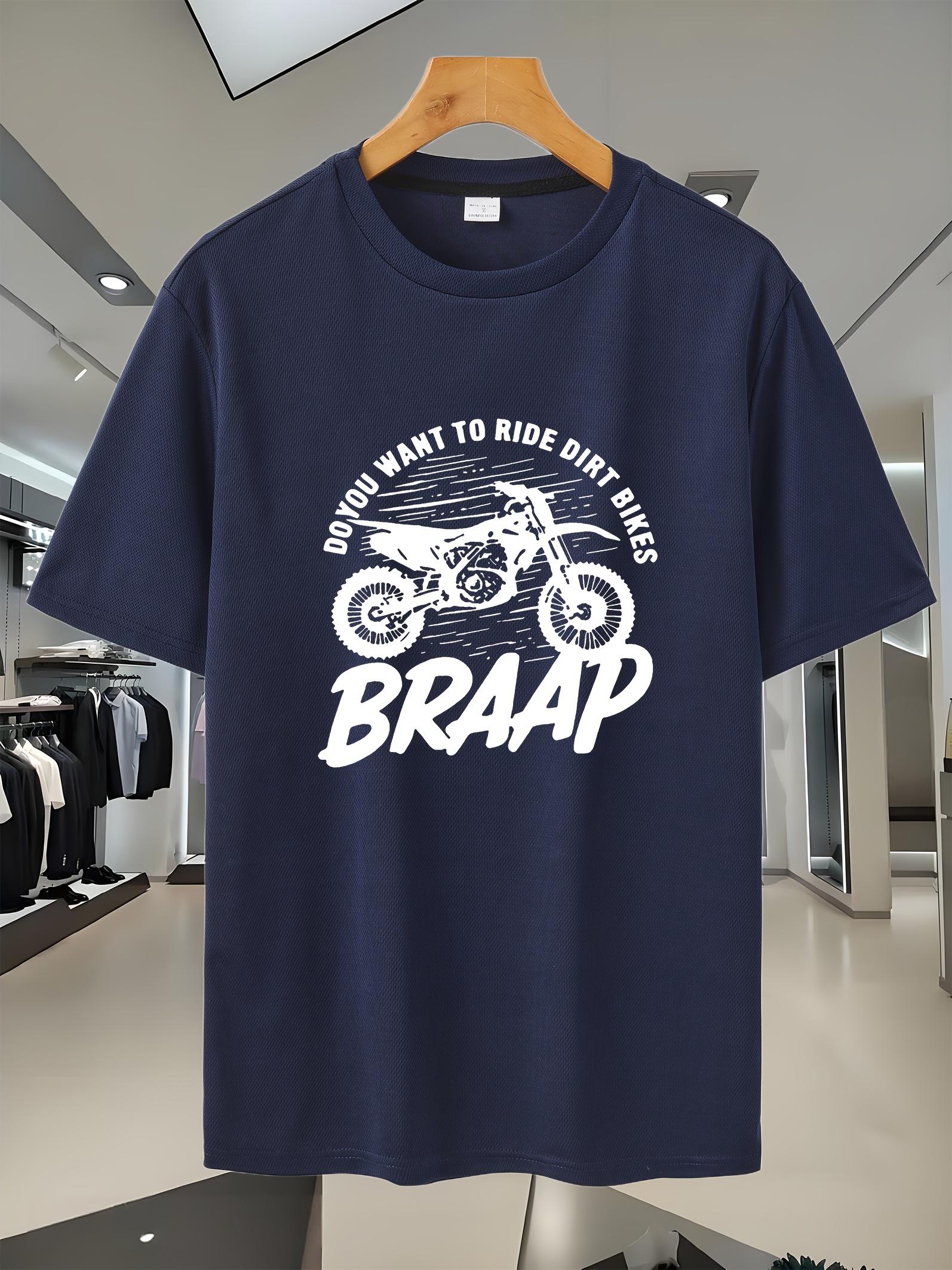 45D Breathable Mesh Athletic T-shirt - Sporty Dirt Bike Graphic Print S