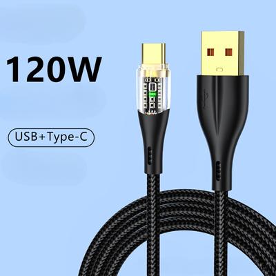 Cable USB a tipo C de 120W y 6A, Cable de datos de carga súper rápida para Xiaomi 14, Samsung, Huawei, Cable cargador tipo c