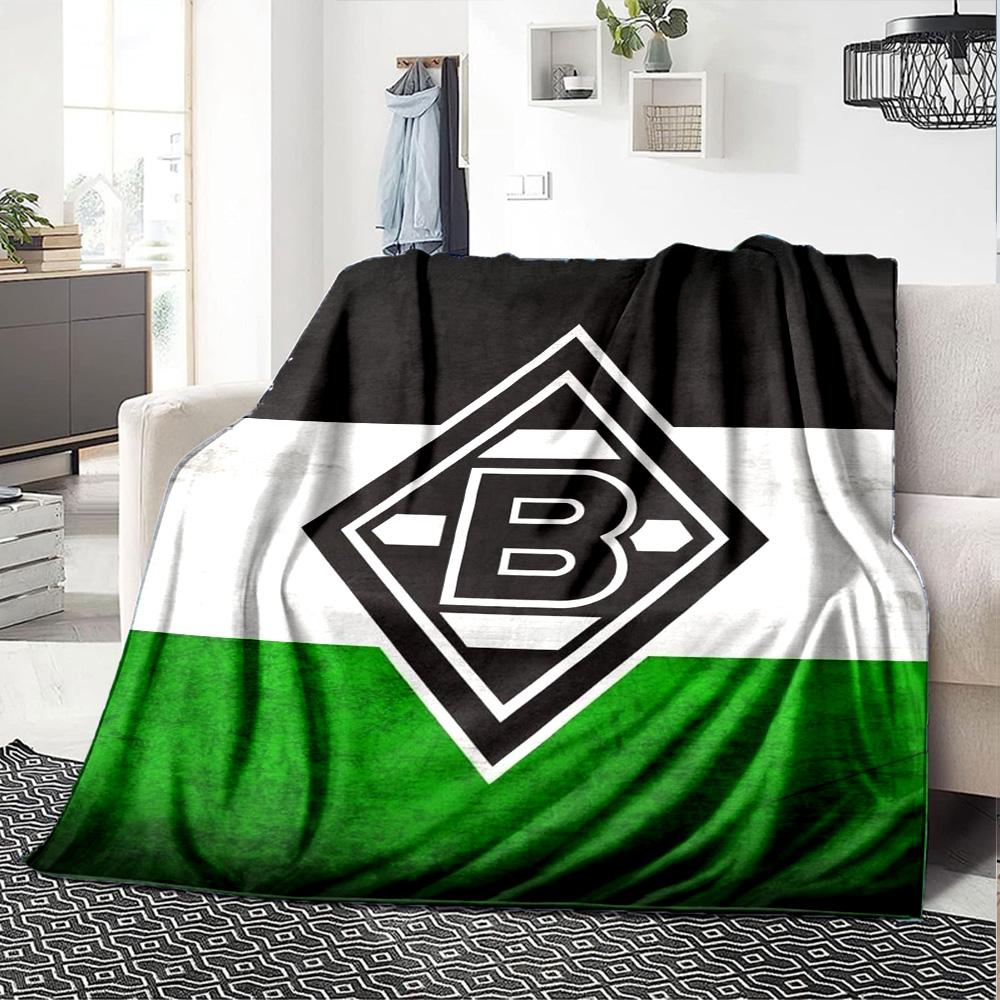 Borussia Team Logo Flag Style Print Fleece Blanket Soccer Fan Soft Warm Throw Blanket for Sofa Couch Bedroom Home Decor Gift