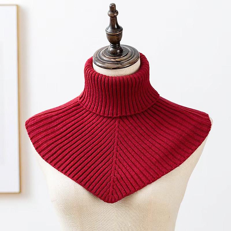 Turtleneck Neck Warmer Detachable Winter Windproof Scarf Women Winter Knitted Cotton Fake Collar Scarf Women Warm красный