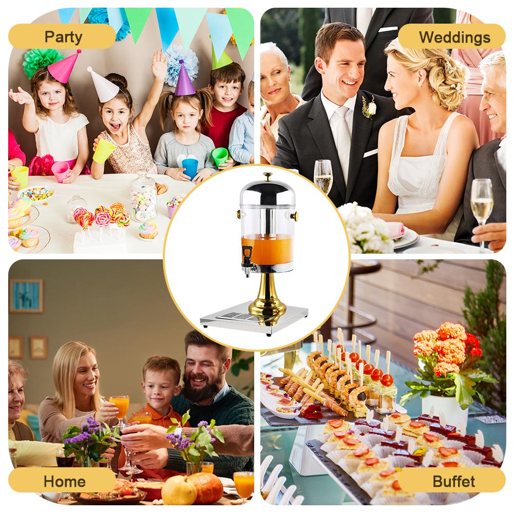 8L Getränkespender mit zentralem Eiskern und Auffangschalen Kaltgetränkespender mit Ständer und Zapfhahn für Hauspartys Restaurant