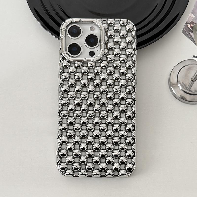 Plating Silver Round Beads Hollow-out Heat Dissipations Phone Case Cover For For Iphone 17 Air 13 14 1 16 Pro Max