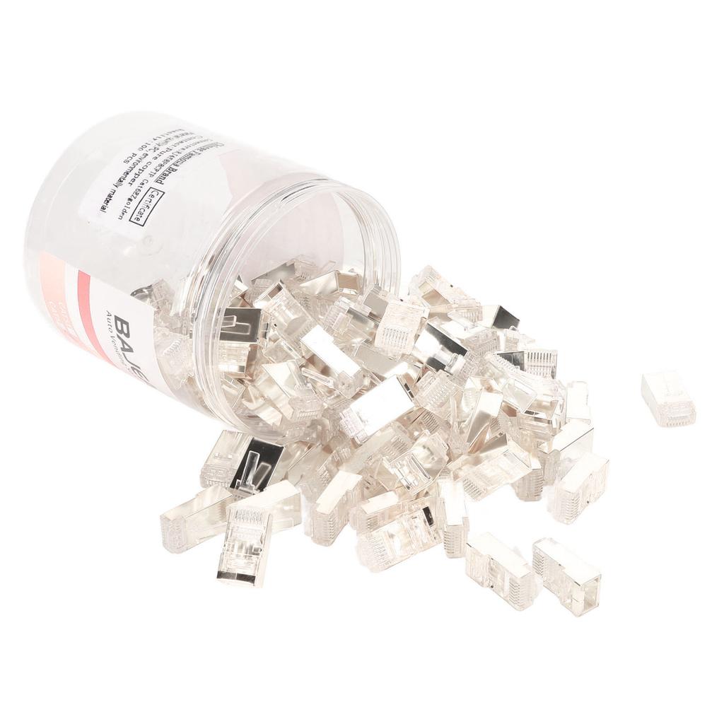 100 Stück RJ45 CAT6e Pass-Through-Steckverbinder Reines Kupfer Geschirmt Plug and Play 8P8C Ethernet-Kabel