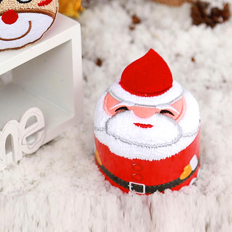 1pcs Gifts Dinner Cake Shape Towel Snowman Decor Christmas Embroidered Cute New Year
