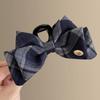 Korean Style College Fashion Plaid Butterfly Knot Hair Clip Stylish Simple Gold Label Shark Hair Clip Back of Head Bun Hair Clip