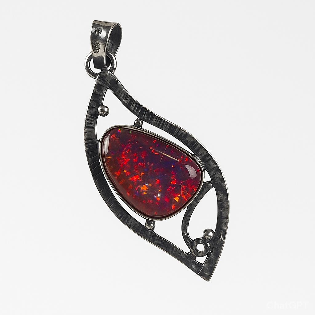Natural Opal Pendant 28 ct Australian 925 Sterling Silver Oval Cut October Birthday Birthstone