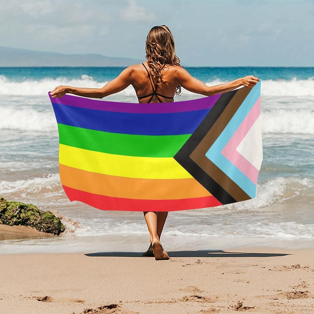 Pride Day Regenbogen Strandtücher Strandtuch LGBT Strandtuch Stilvolle Pooltücher für Homosexualität Schnelltrocknendes Strandtuch