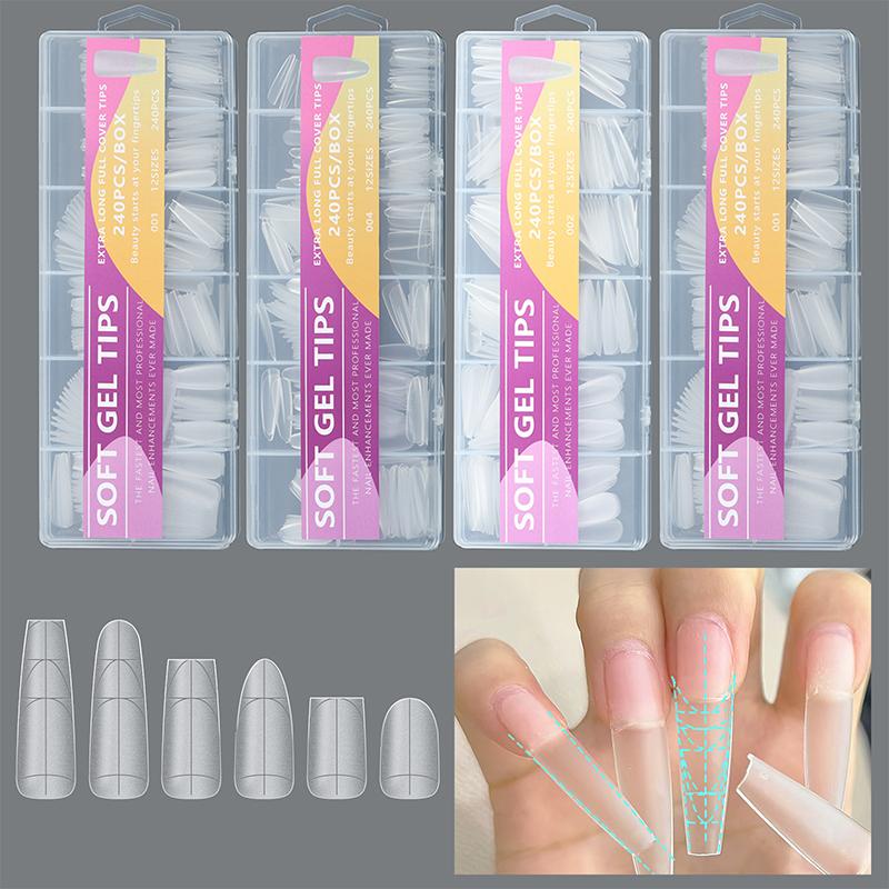 240 Stück Ultra-Dünne Doppelseitige Falsche Nägel Mit Hilfslinie Spurlos Nagelspitzen Klare Verlängerung Falsche Nägel DIY