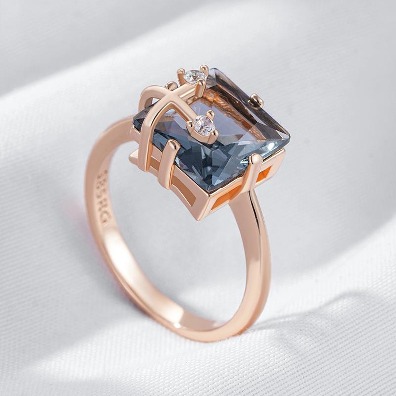Shiny Grey Natural Zircon Bride Rings For Women Fashion Rose Gold Color High Quality Daily Fine Vintage Jewelry