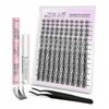 Veyesbeauty Manga Lash Clusters Dramatyczny wygląd Dynamiczna objętość Niewidoczny pasek Długotrwały i wielokrotnego użytku 140 klastrów 8-18 mm