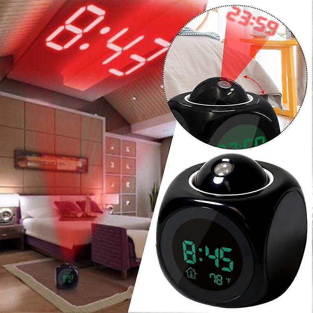 Multi-Functional English Projection Alarm Clock LED Projection Alarm Clock Voice Alarm Clock Projection Clock less