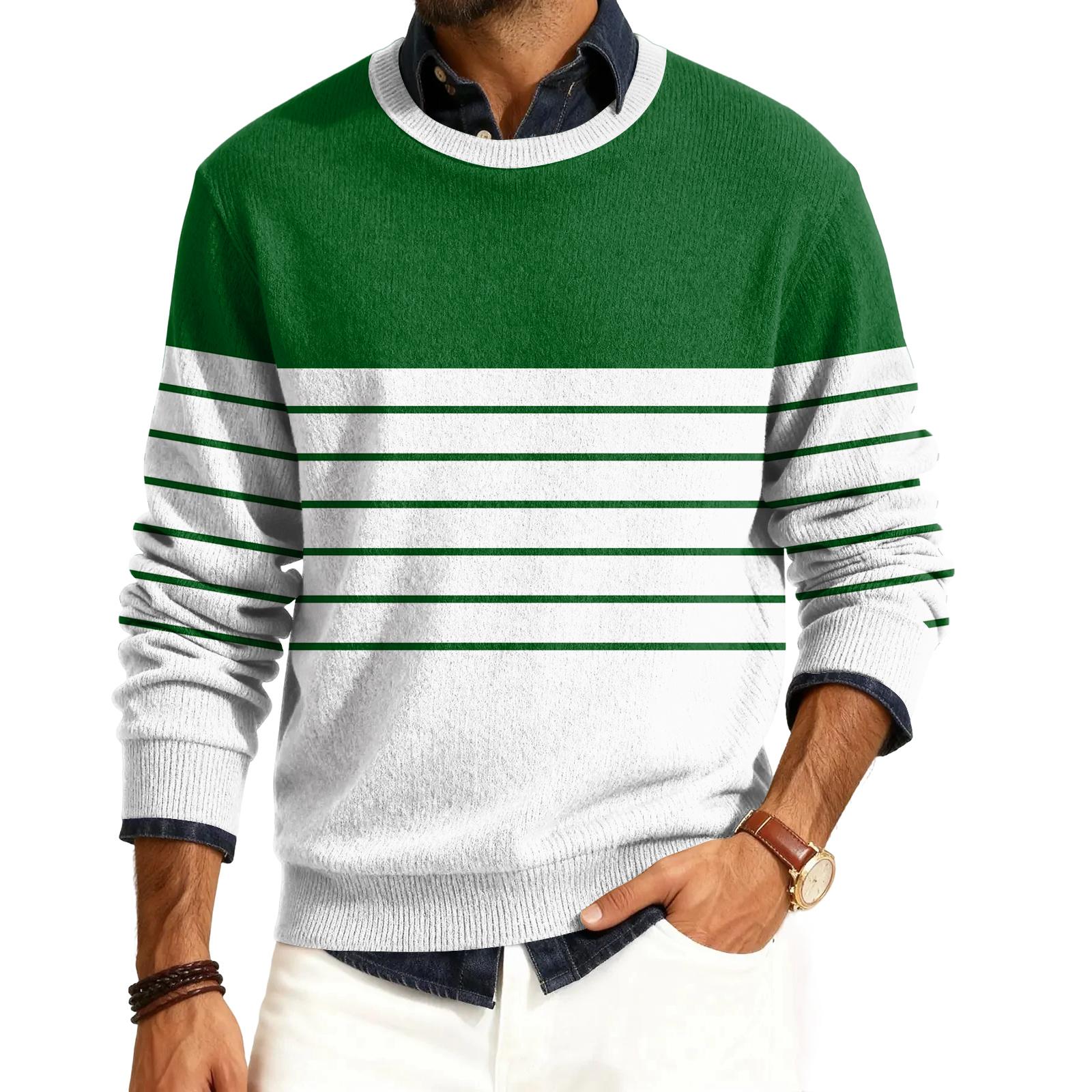 

Мужской пуловер с круглым вырезом, длинными рукавами и рубчатой вязкой XL зелёный