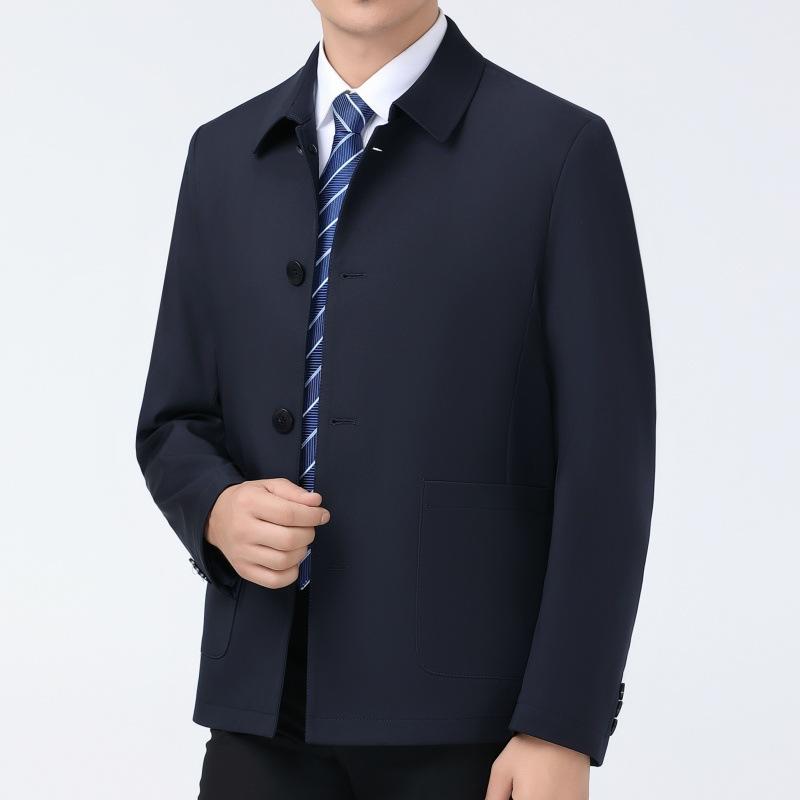Middle-aged and Elderly Men's Spring and Autumn Thin Versatile Business Casual Civil Servant Tops Dad's Spring Coat Lapel