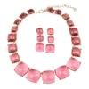 Pink Crystal Necklace Earrings Set Gold-Plated Base Shiny Gradient Pink Gems For Weddings Parties Evening Events