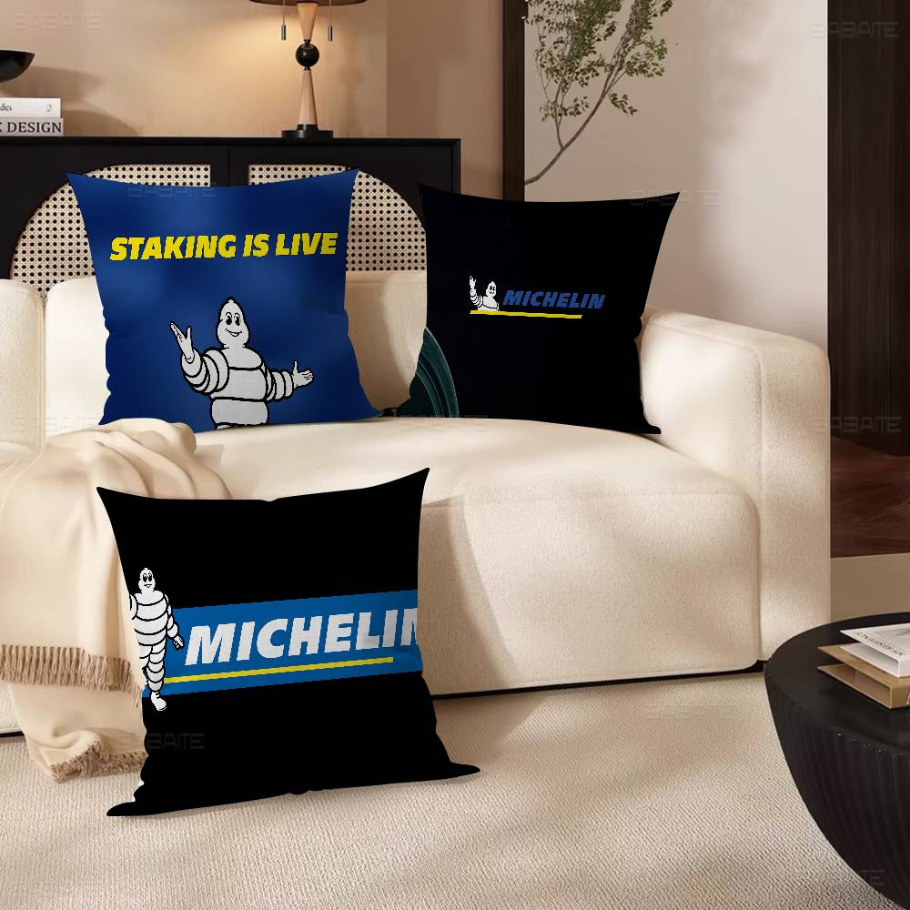 M-Michelins Logo Pillow Cover for Bedroom Room and Living Room Sofa Decorative Cushion Cover