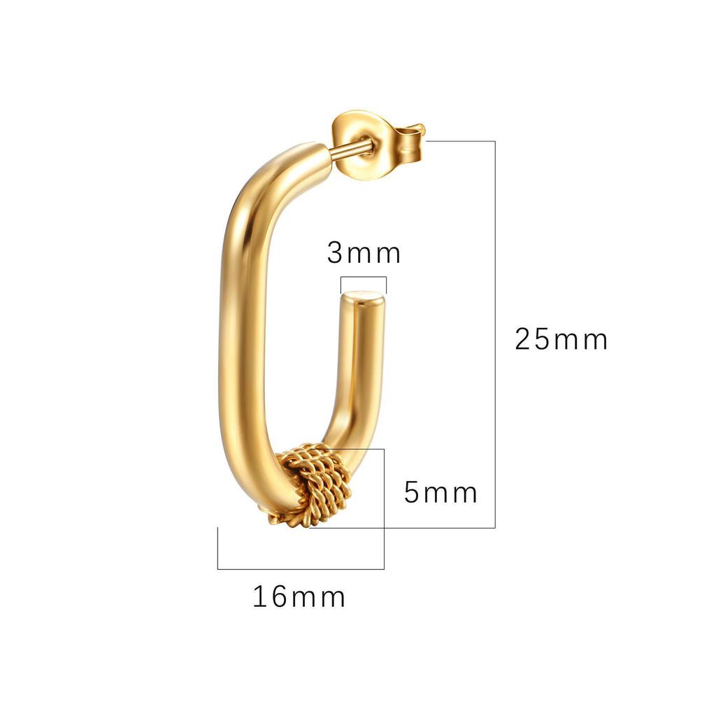 INS-Style European & American Oval Earrings - 18K Gold Stainless Steel Trendy Geometric Design for Women