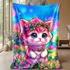 Fantasy Winged Cats Theme blanket Lightweight Warm Flannel Blanket Decorative Throw Blanket for Home Decoration