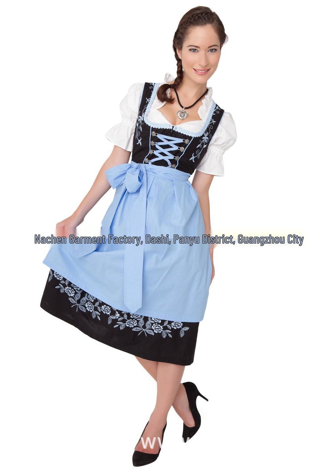 

Bavarian Oktoberfest Costume: Traditional Beer Girl Party Dress S светло-синий