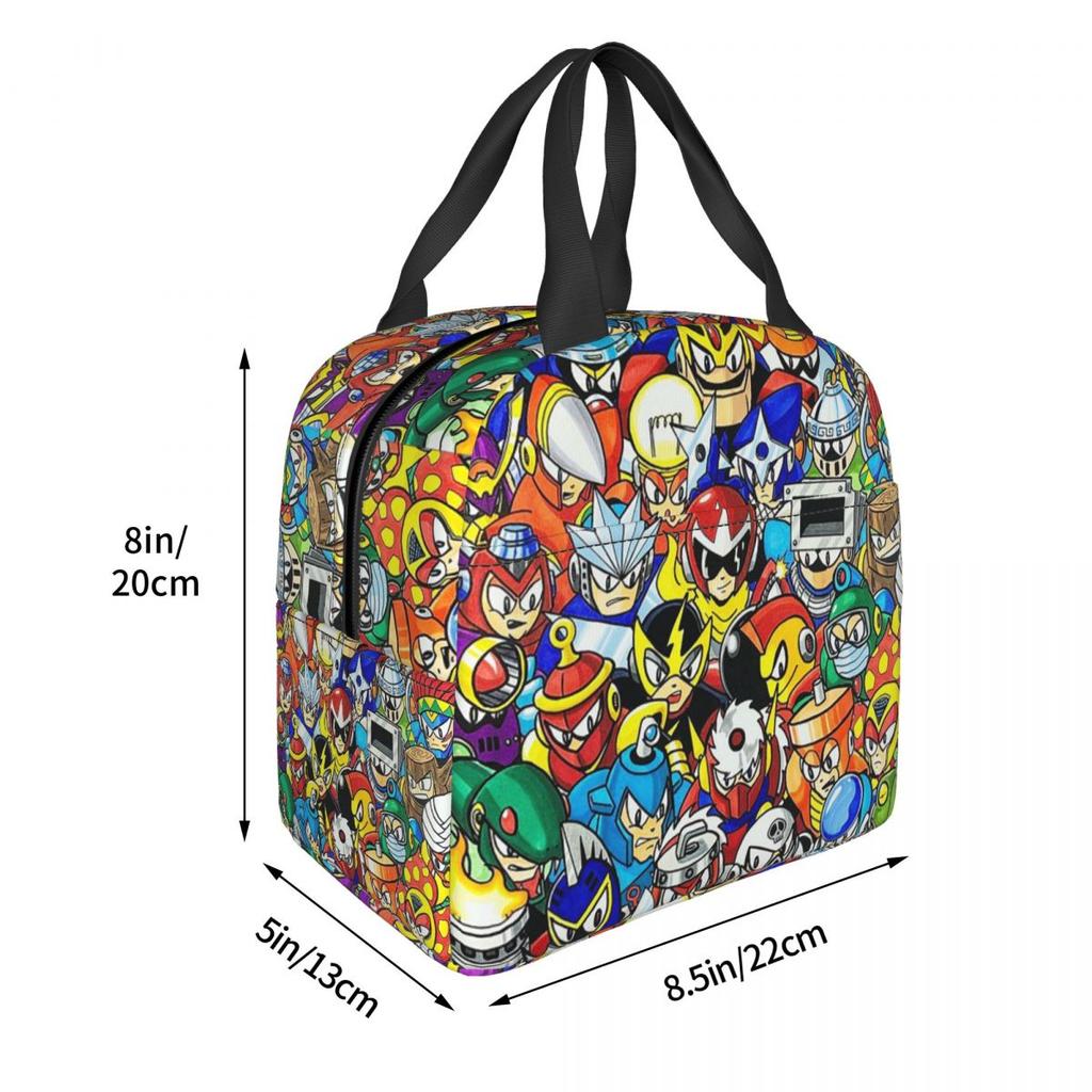 Megaman Video Game Mega Man Insulated Lunch Bag for Women Children Portable Food Boxes Thermal Lunch Box Tote