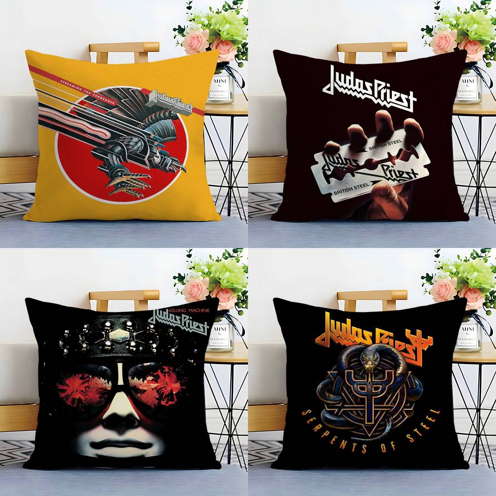 Cool J-Judas P-Priest Pillow Case Plush Fabric Soft Double Sided Print Sofa Cushion Cover Throw Pillow Covers