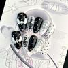 10Pcs Y2K Handmade Press On Nails Short Square Cartoon Stickers Pearl Wings Heart Bow Holiday Gift