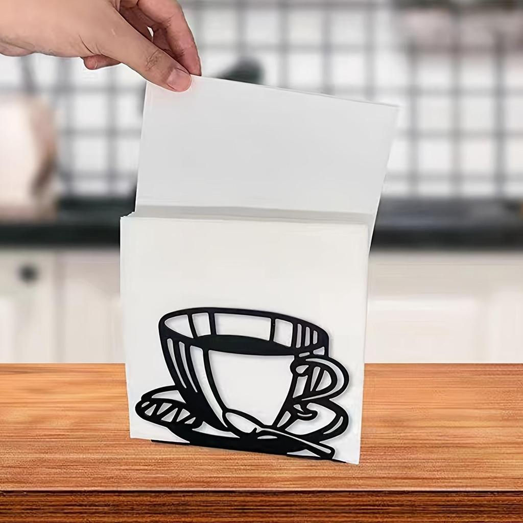1 unidad de Portarrollos de Metal Vertical con Diseño de Taza de Café para Mesa de Comedor, Decoración de Hogar, Hotel o Cafetería
