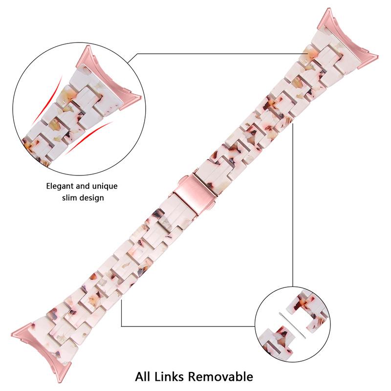 For Google Pixel Watch 2/Pixel Watch Resin Wristband Slim Replacement Bracelet Strap with Stainless Steel Buckle