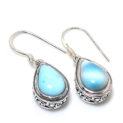 Natural Republic Larimar Gemstone 925 Solid Sterling Silver Gift Earring 1" Y5W76