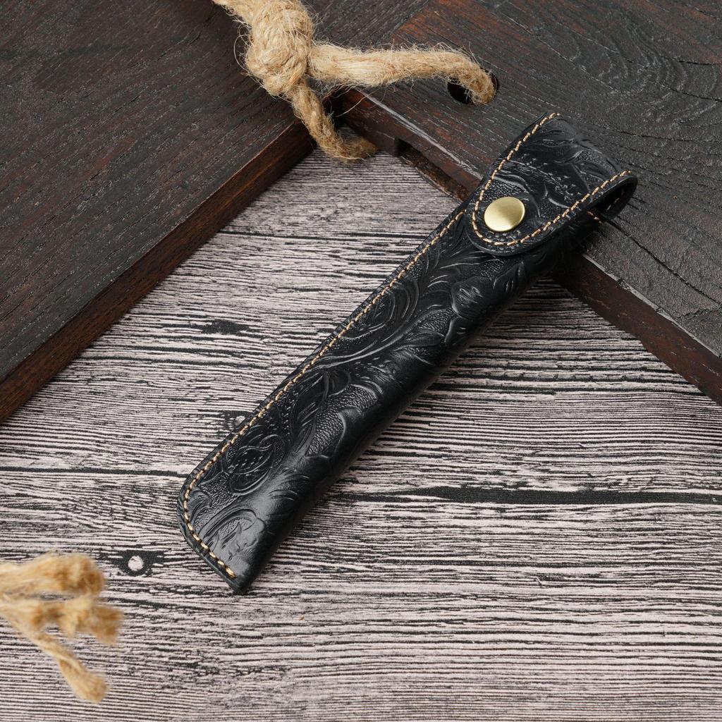 Handmade Retro Leather Pencil Case, Personalized Cowhide Pen Cover, Creative Design, In Stock