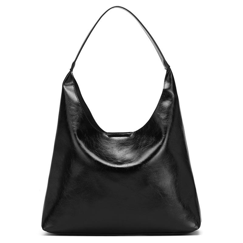 Lazy Style Retro Large-capacity Tote Bag Female Oil Wax Leather All-match Commuter One-shoulder Handbag