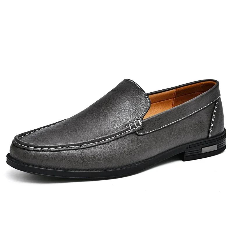 Genuine Leather Men Footwear Slip On Office Man Formal Shoes Wedding Party Men Dress Shoes Breath Driving Lazy Loafers Moccasins
