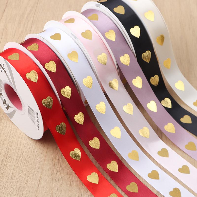 36  Yard Ribbon Gift 2.5CM Easy-to-Tie Heart Length-Sufficient Polyester Fade-Resistant Premium DIY-Friendly Foil-Stamped Durable