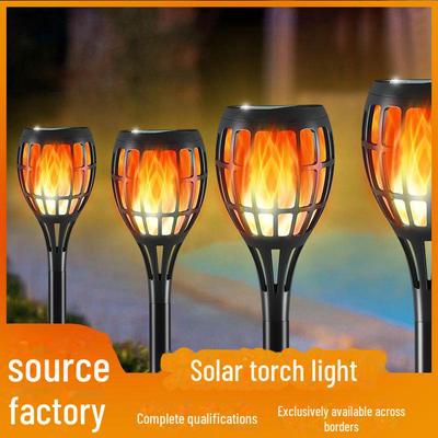 "Solar-Flammen-Rasenleuchte": 12 LED Außen Gartenweg Dekoration"