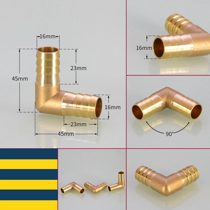 1~20pcs 90 Degree Elbow Brass Barbed Joiner Reducer Connector Pipe Hose Air Fuel Water Pipe Fitting OD 4/6/8/10/12/14/16/19mm