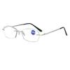High-End Frameless Metal Anti-Blue Light Reading Glasses with Mortise and Tenon Design - Youthful Fashion.