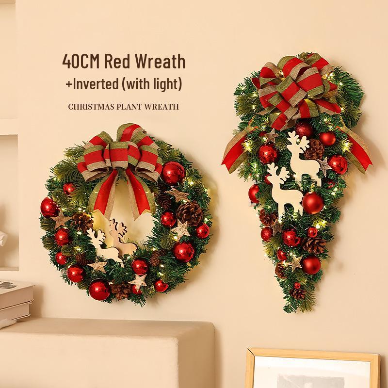 Décoration de Noël en rotin: Couronne, Guirlande, Ornements d'Arbre et Décorations de Porte