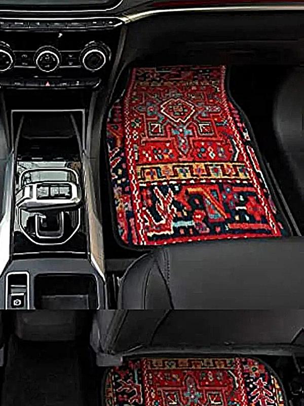 Turkish Persian Style Carpet Car Floor Mats European Ethnic Boho Car Floor Mats Pad 4Pcs Front And Rear Mats Set Car Accessories
