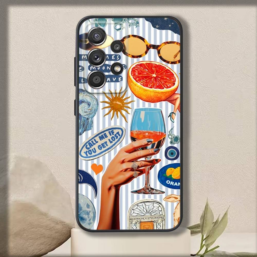 

Art Aperol Spritz Phone Case For Samsung S 25,24,23,22,30,21,10,9,Ultra,Plus,Lite,FE,4,5 G Soft Black Case Samsung S25Plus
