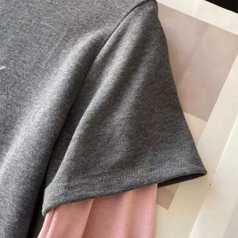 

Two-Tone Round Neck Layered Long-Sleeve T-Shirt Large чёрный