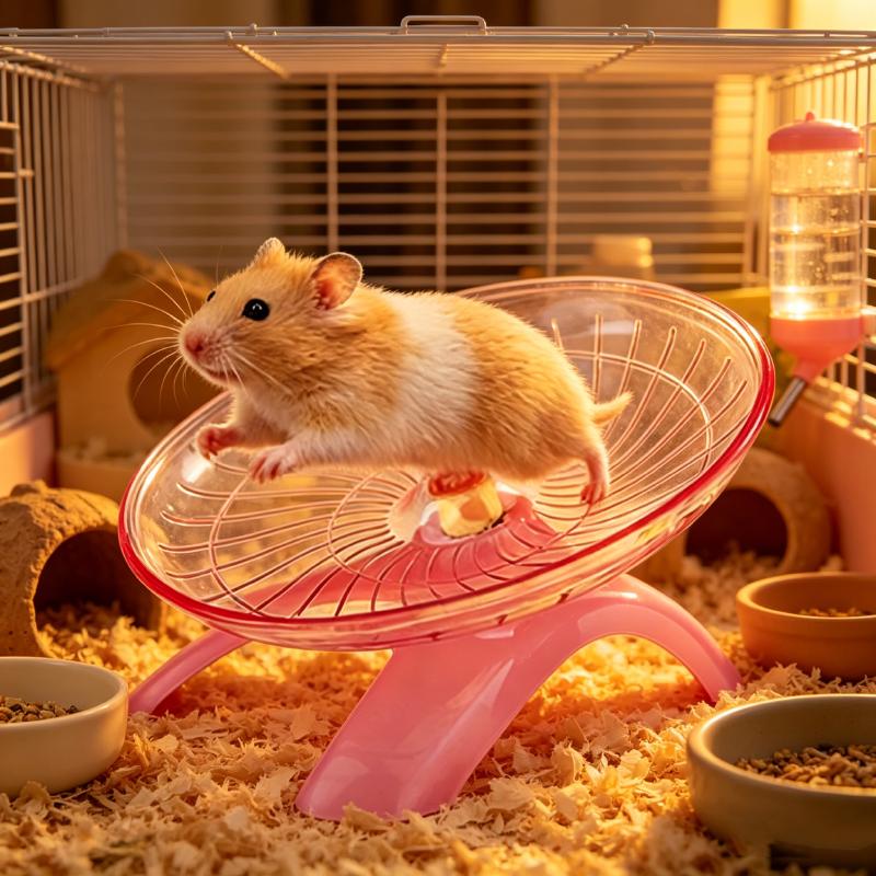 Silent Hamster Flying Saucer Wheel Quiet Exercise Runner for Syrian Hamsters Hedgehogs Squirrels - Stable Stand Non-Slip Toy