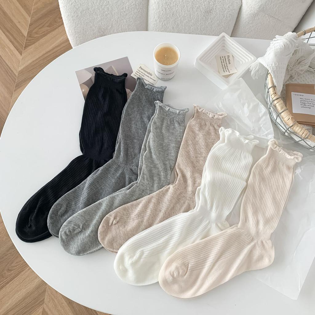 White Socks Socks Summer Thin Breathable Cutout Mesh Ballet Style Long Socks Stacked With Socks