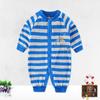 Newborn Girls Boys Infant Clothing Velvet Striped Button Winter Spring One Piece Kid Long Sleeve Kidswear Aapparel