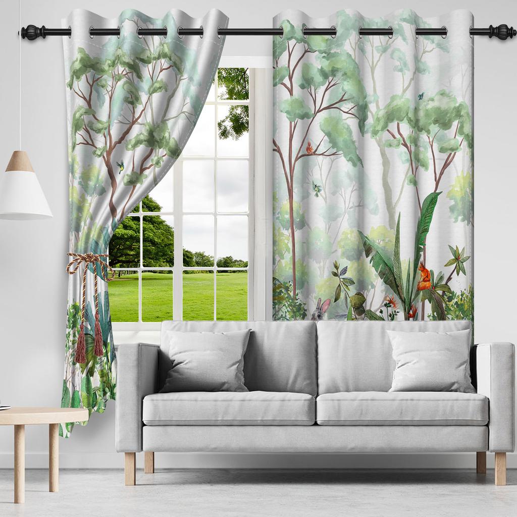 Watercolor Dinosaur Pattern Curtains Cute Animal Printed Curtains For Kids Bedroom Fun Decor Top Grommet Blackout Window Drapes