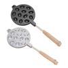 Nonstick Walnut Cookie Maker Pan Baking Tool with Wood Handle for Nut Waffles and Pastries Aluminum Alloy Kitchen Mould