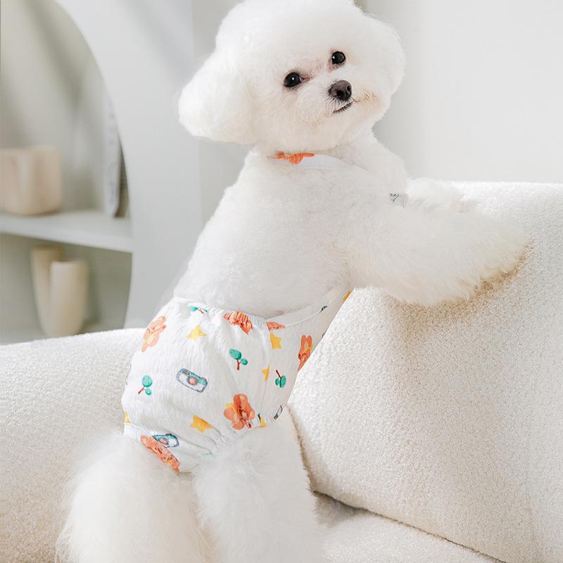 

Spring and Summer Dog Floral Bear Physiological Pants Cat Sterilization Suit After Surgery Anti-licking and Anti-harassment Pet Safety Pants XL