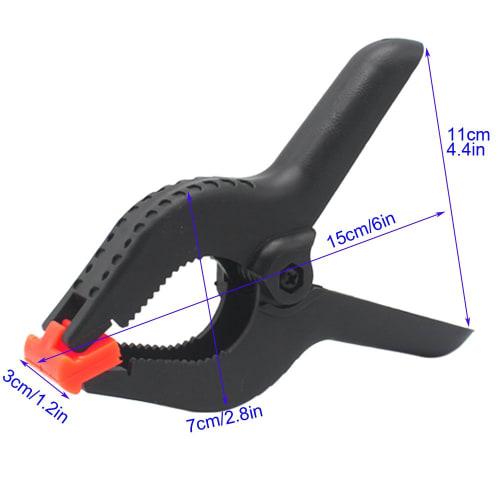 CESFONJER 6-inch Spring Clamp Clip Set, 4 Heavy-Duty Plastic Muslin Clamps for Backdrops, Canvas, Paper, Chromakey Screens, Heavy-Duty Clips, Photo St