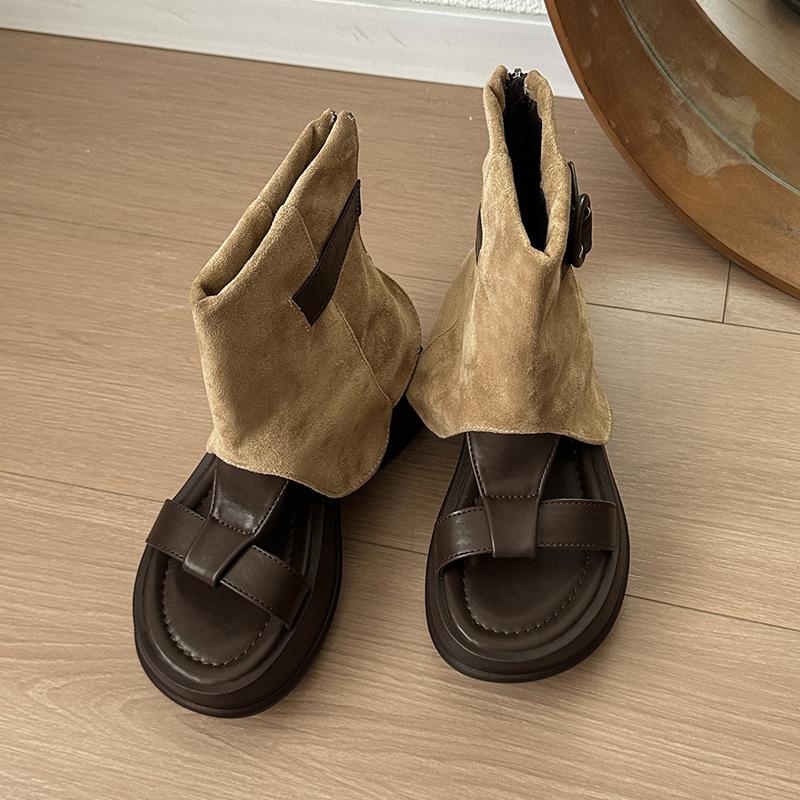 

JX retro cool boots women s summer new light luxury casual sandals versatile breathable height-increasing women s shoes 35