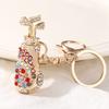 Keychain Pendant Golf Bag Shape Key Holder with Multicolor Rhinestones Anti-Oxidation Lobster Clasp Keyring Backpacks Car Accessory