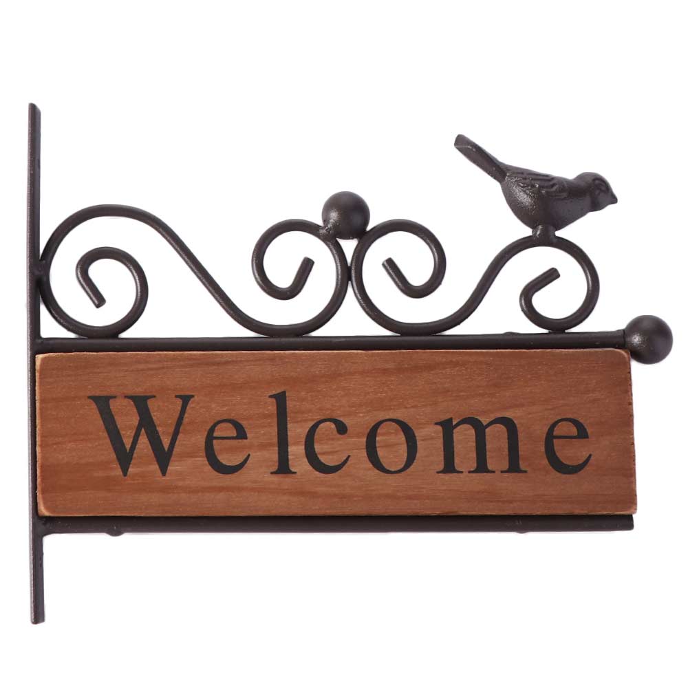 Rural Style Welcome Sign Board Iron Art Welcome Wall Hanging Decor Front Door Decor